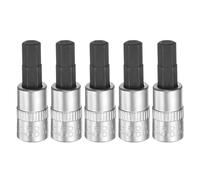 sourcing map 5pcs H6 Hex Bit Socket 1/4" Square Drive Metric Extension Impact Bit Power Nut Driver Set S2 & CR-V Steel Socket Ratchet Wrench Bits, Silver Black