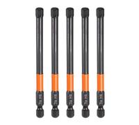 sourcing map 5pcs H6 Hex Head Drill Bit Wrench 6mm Metric Flat Tip 1/4" Hex Shank 100mm (4") Long Magnetic Black Phosphate Hexagonal Screw Driver Socket Industrial Screwdriver Power Bits
