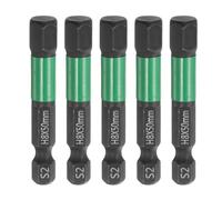 sourcing map 5pcs H8 Flat Hex Head Screwdriver Bit 8mm Metric Tip 1/4" Hex Shank 50mm (2") Long Magnetic Hexagonal Screw Drill Bit Wrench Black Phosphate S2 Steel Power Driver Socket