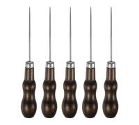 sourcing map 5pcs Handwork Sewing Awl Double Gourd Awl Leather Punch Hole Tool with Wooden Handle Scratch for Broken Wire Make Mark Drilling Stitching Repair and DIY Handmade, Black