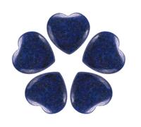 sourcing map 5pcs Heart Shaped Crystal Stones, 20mm Worry Stones Mini Heart Shape Puff Stones for Valentines Day Christmas Meditation, Blue Aventurine