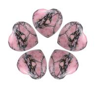 sourcing map 5pcs Heart Shaped Crystal Stones, 20mm Worry Stones Mini Heart Shape Puff Stones for Valentines Day Christmas Meditation, Pink Black