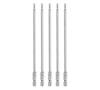 sourcing map 5pcs Hex Head Wrench Drill Bit 2.5mm (H2.5) Metric 1/4" Hex Shank 150mm (6") Long Magnetic S2 Steel Screwdriver Bits Industrial Grade Hexagon Flat Drill Bits for Screws