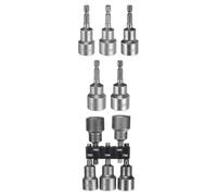 sourcing map 5pcs Hex Nut Driver Drill Bit 15/16/17/18/19mm 6-Point Drill Socket 1/4" Hex Shank 65mm Length Nut Setter Quick-Change Nut Impact Driver Bit Set with Bit Holder