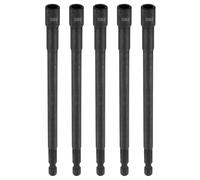 sourcing map 5pcs Hex Nut Driver Drill Bit 7mm Metric 6-Point Socket 1/4" Hex Shank Magnetic Setter CR-V Steel Bolt Sockets for Power Drills Impact Drivers, 5.91" (150mm) Long