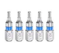 sourcing map 5pcs Hex Screwdriver Bit H2.5 1/4" Hex Shank 25mm/1" Length Magnetic Hexagonal Head Bits S2 Steel Electric Screw Driver Bit