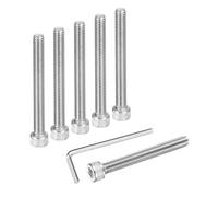 sourcing map 5Pcs Hex Socket Head Cap Screws Bolts, M8x70mm 304 Stainless Steel Socket Drive Machine Screws Bolts with Hex Wrench, Full Threaded, Silver