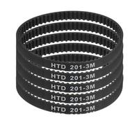 sourcing map 5pcs HTD-3M Rubber Timing Belt 67 Teeth, 201mm Pitch Length x 6mm Width x 2.4mm Height, Closed Loop Pulley Timing Belt
