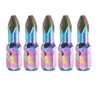 sourcing map 5pcs Impact Phillips Screwdriver Bit PH2 (#2) Anti Slip Teeth Tip 1/4" Hex Shank 1" (25mm) Long Magnetic Cross Screw Driver Colored Titanium Coated S6 Steel Industrial Drill Bits