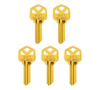 sourcing map 5pcs Key Blanks KW1 Aluminum Key Blanks Lightweight Uncut for House Door Lock Replacement, Yellow