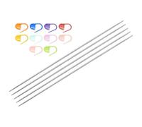 sourcing map 5Pcs Knitting Needle 1.75mm Diameter 6 Inches (15cm) Length Stainless Steel Double Pointed Sweater Stitching Needles with 10 Colorful Stitch Markers for Handmade Projects DIY