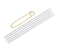 sourcing map 5Pcs Knitting Needle 1.75mm Diameter 6 Inches (15cm) Length Stainless Steel Double Pointed Sweater Stitching Needles with Stitch Holder for Handmade Projects DIY Knitting