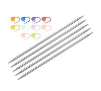sourcing map 5Pcs Knitting Needle Size US 7(4.5mm) 6 Inches (15cm) Length Stainless Steel Double Pointed Sweater Stitching Needles with 10 Colorful Stitch Markers for Handmade Projects DIY