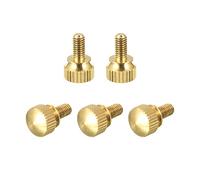 sourcing map 5Pcs Knurled Thumb Screws, M4x8mm Brass Shoulder Bolts Stepped Grip Knobs Fasteners for PC, Electronic, Mechanical