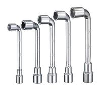 sourcing map 5pcs L Shaped Angled Hex Socket Wrench 10/11/12/13/14mm 45# Steel Double Ended Metric 6 Point Tubular Socket Spanner for General Repairing, Pipeline, Bicycle Car Maintenance