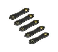 sourcing map 5Pcs Leather Cable Straps Cord Organizer 100x20mm Cable Ties Elastic Cable Management for USB Cable, Headphone Wire, Black