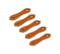 sourcing map 5Pcs Leather Cable Straps Cord Organizer 100x20mm Cable Ties Elastic Cable Management for USB Cable, Headphone Wire, Red Brown