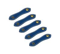 Sourcing Map 5pcs Leather Elastic Cable Organizer, Blue, 100x20mm, Snap Design