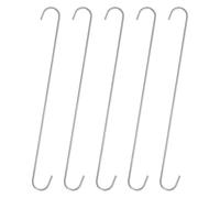 sourcing map 5pcs Long S Hooks 16 Inch Extra Long Metal S-Shaped Hanging Hooks High Manganese Steel S Hanger Storage Organizing Tool for Kitchen Garden Bathroom Garage Closet, Silver
