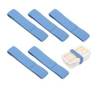 sourcing map 5Pcs Lunch Box Fixing Bands, 10.2" l Elastic Bento Box Straps Adjustable Cinch Strap Reusable Elasticity Replacement Belt for Home Office Picnic Camping Meal Container, Blue