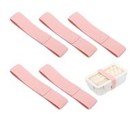sourcing map 5Pcs Lunch Box Fixing Bands, 10.2" l Elastic Bento Box Straps Adjustable Cinch Strap Reusable Elasticity Replacement Belt for Home Office Picnic Camping Meal Container, Pink