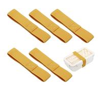 sourcing map 5Pcs Lunch Box Fixing Bands, 10.2" l Elastic Bento Box Straps Adjustable Cinch Strap Reusable Elasticity Replacement Belt for Home Office Picnic Camping Meal Container, Dark Yellow