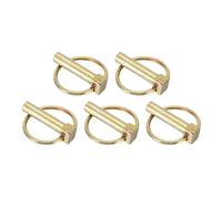 sourcing map 5Pcs Lynch Pin with Ring (10mm x 40mm) - Heavy Duty Linch Pins Shaft Locking Pin Clips Carbon Steel, for Farm Tractors Trucks Lawn Mowers Trailers Trolley, Gold