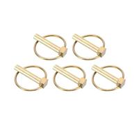 sourcing map 5Pcs Lynch Pin with Ring (10mm x 50mm) - Heavy Duty Linch Pins Shaft Locking Pin Clips Carbon Steel, for Farm Tractors Trucks Lawn Mowers Trailers Trolley, Gold
