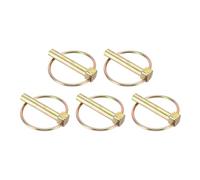 sourcing map 5Pcs Lynch Pin with Ring (10mm x 55mm) - Heavy Duty Linch Pins Shaft Locking Pin Clips Carbon Steel, for Farm Tractors Trucks Lawn Mowers Trailers Trolley, Gold