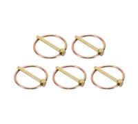 sourcing map 5Pcs Lynch Pin with Ring (4.5mm x 40mm) - Heavy Duty Linch Pins Shaft Locking Pin Clips Carbon Steel, for Farm Tractors Trucks Lawn Mowers Trailers Trolley, Gold