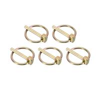 sourcing map 5Pcs Lynch Pin with Ring (4mm x 25mm) - Heavy Duty Linch Pins Shaft Locking Pin Clips Carbon Steel, for Farm Tractors Trucks Lawn Mowers Trailers Trolley, Gold