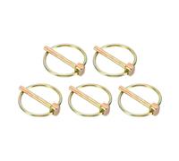 sourcing map 5Pcs Lynch Pin with Ring (4mm x 32mm) - Heavy Duty Linch Pins Shaft Locking Pin Clips Carbon Steel, for Farm Tractors Trucks Lawn Mowers Trailers Trolley, Gold