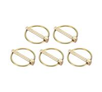 sourcing map 5Pcs Lynch Pin with Ring (5mm x 35mm) - Heavy Duty Linch Pins Shaft Locking Pin Clips Carbon Steel, for Farm Tractors Trucks Lawn Mowers Trailers Trolley, Gold