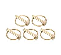 sourcing map 5Pcs Lynch Pin with Ring (8mm x 40mm) - Heavy Duty Linch Pins Shaft Locking Pin Clips Carbon Steel, for Farm Tractors Trucks Lawn Mowers Trailers Trolley, Gold