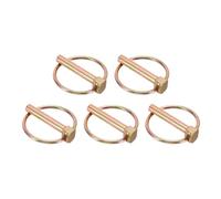 sourcing map 5Pcs Lynch Pin with Ring (8mm x 45mm) - Heavy Duty Linch Pins Shaft Locking Pin Clips Carbon Steel, for Farm Tractors Trucks Lawn Mowers Trailers Trolley, Gold