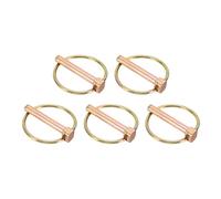 sourcing map 5Pcs Lynch Pin with Ring (8mm x 50mm) - Heavy Duty Linch Pins Shaft Locking Pin Clips Carbon Steel, for Farm Tractors Trucks Lawn Mowers Trailers Trolley, Gold