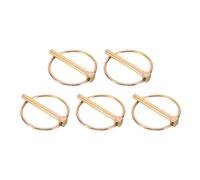 sourcing map 5Pcs Lynch Pin with Ring (8mm x 70mm) - Heavy Duty Linch Pins Shaft Locking Pin Clips Carbon Steel, for Farm Tractors Trucks Lawn Mowers Trailers Trolley, Gold