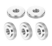 sourcing map 5Pcs M10 Knurled Thumb Nuts, 304 Stainless Steel Round Knurled Flat Head Through Hole Handle Nut, Lock Adjusting Nuts, Thin Type, Silver