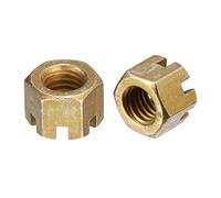 sourcing map 5Pcs M10x1.5mm Hexagon Slotted Nut, Grade 10 Carbon Steel Hex Castle Nuts, Color Zinc