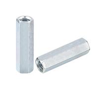 sourcing map 5pcs M10x14x50mm Coupling Nuts - Galvanized Carbon Steel Hex Threaded Rod Coupler for Furniture, Electronic, Industrial