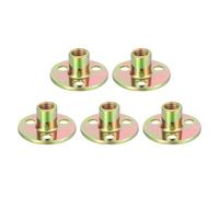 sourcing map 5Pcs M10x36x17mm Brad Hole Tee Nuts Manganese Steel 3-Hole Round Base Plate Nut Color Zinc Plated Female Thread Insert Nuts for Wood Furniture