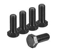 sourcing map 5Pcs M12-1.75 x 30mm Left Hand Hex Head Bolt, Black Oxide Carbon Steel Reverse Fully Threaded Fastener Screws Bolts for Machinery, Automobiles and Construction