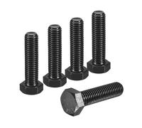 sourcing map 5Pcs M12-1.75 x 45mm Left Hand Hex Head Bolt, Black Oxide Carbon Steel Reverse Fully Threaded Fastener Screws Bolts for Machinery, Automobiles and Construction