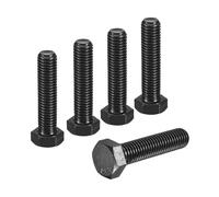 sourcing map 5Pcs M12-1.75 x 50mm Left Hand Hex Head Bolt, Black Oxide Carbon Steel Reverse Fully Threaded Fastener Screws Bolts for Machinery, Automobiles and Construction