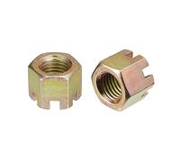 sourcing map 5Pcs M16x2mm Hexagon Slotted Nut, Grade 8 Carbon Steel Hex Castle Nuts, Color Zinc