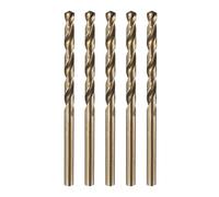 sourcing map 5pcs M35 Cobalt Twist Drill Bit 4mm(5/32") Dia High-Speed Steel Metric Drill Bit with Titanium Coating For Drilling Hard Metals, Stainless Steel, Alloy Steel, Cast Iron