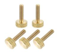 sourcing map 5Pcs M3x12mm Brass Knurled Thumb Screws, Flat Grip Bolt Knobs Fasteners Solid Brass Diamond Knurled Thumb Screws Knobs for Electronic, Mechanical