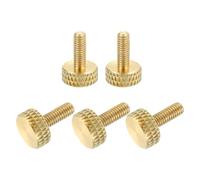 sourcing map 5Pcs M3x8mm Brass Knurled Thumb Screws, Flat Grip Bolt Knobs Fasteners Solid Brass Diamond Knurled Thumb Screws Knobs for Electronic, Mechanical