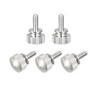 sourcing map 5Pcs M3x8mm Knurled Thumb Screws, Brass Nickel Plated Shoulder Bolts Grip Knobs Fasteners for Electronic, Mechanical, Nickel White