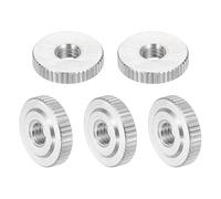 sourcing map 5Pcs M4 Knurled Thumb Nuts, 304 Stainless Steel Round Knurled Flat Head Through Hole Handle Nut, Lock Adjusting Nuts, Thin Type, Silver